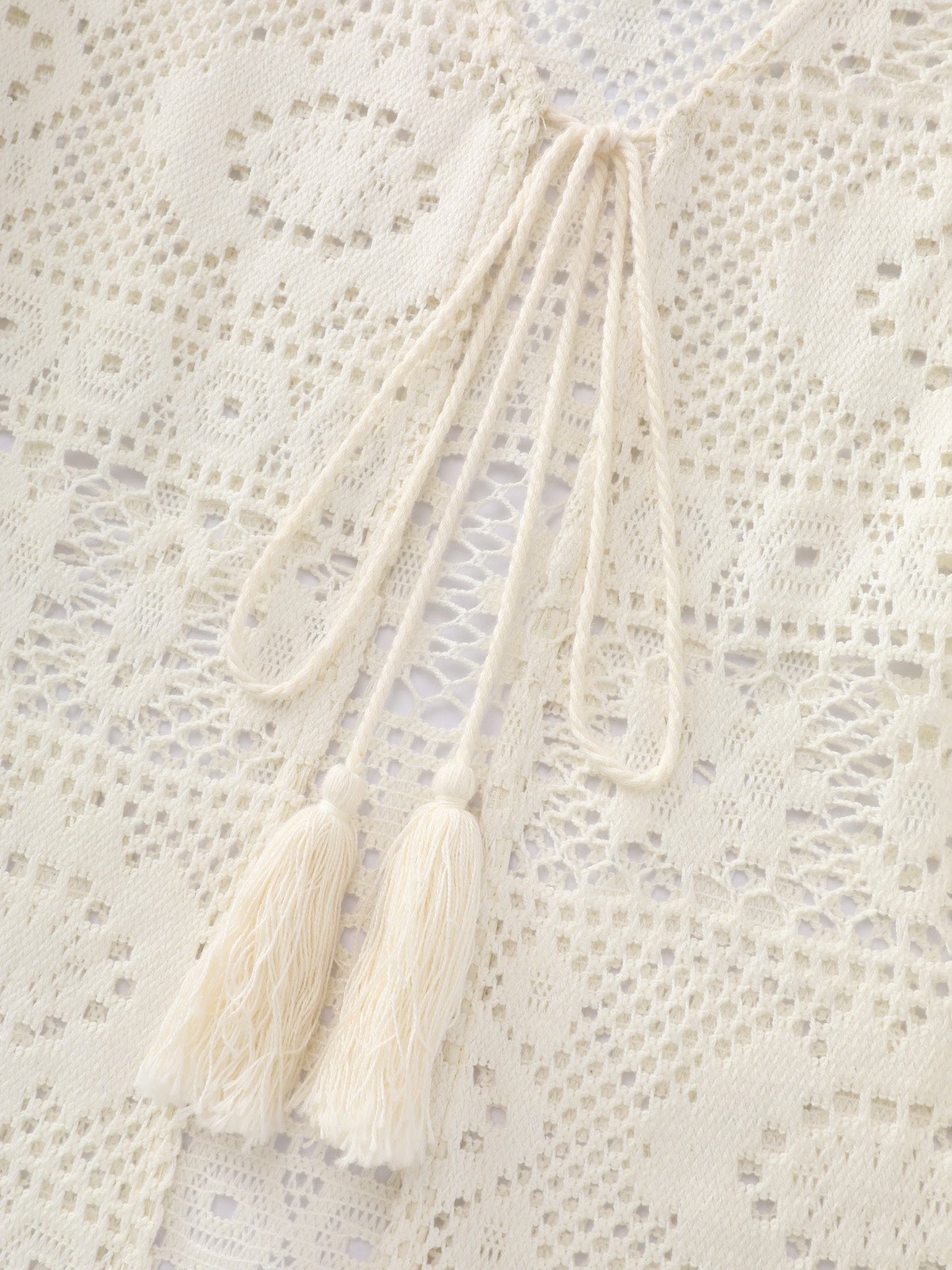 Lace Hollow Front-Tie Kimono
