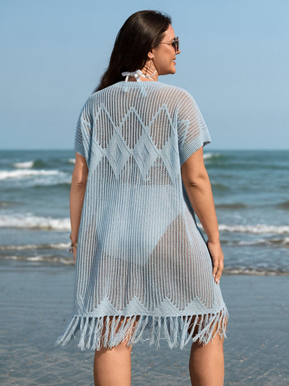 Cut-Out Fringe Hem Swim Cover-Up