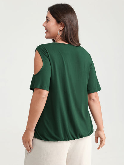 Supersoft Cold-Shoulder Knit Flowy Top