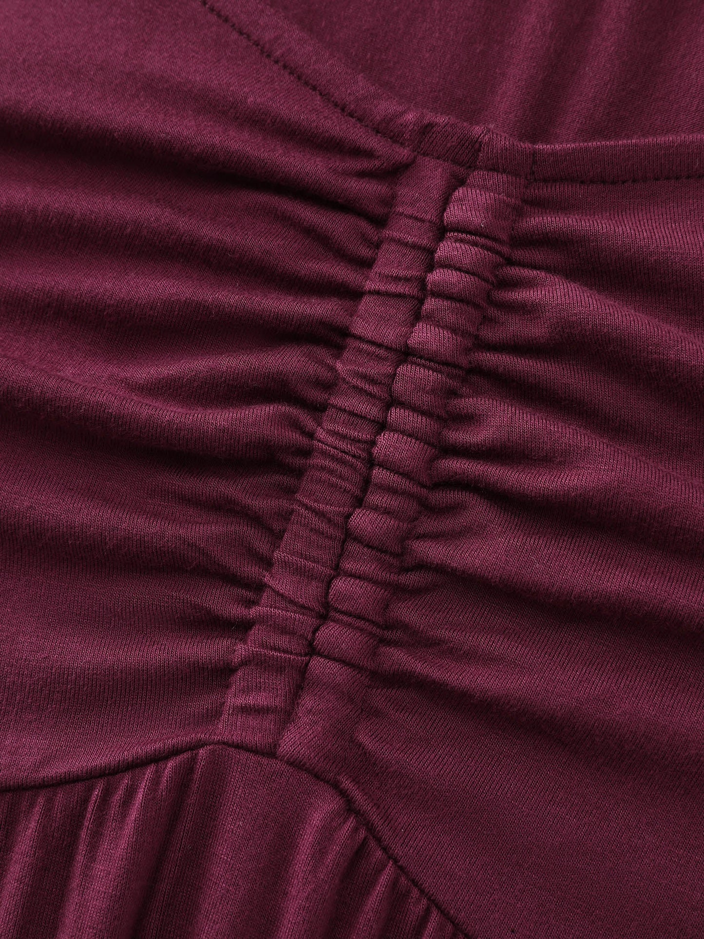 Stretchy Ruched Bodice Pleated Knit Top