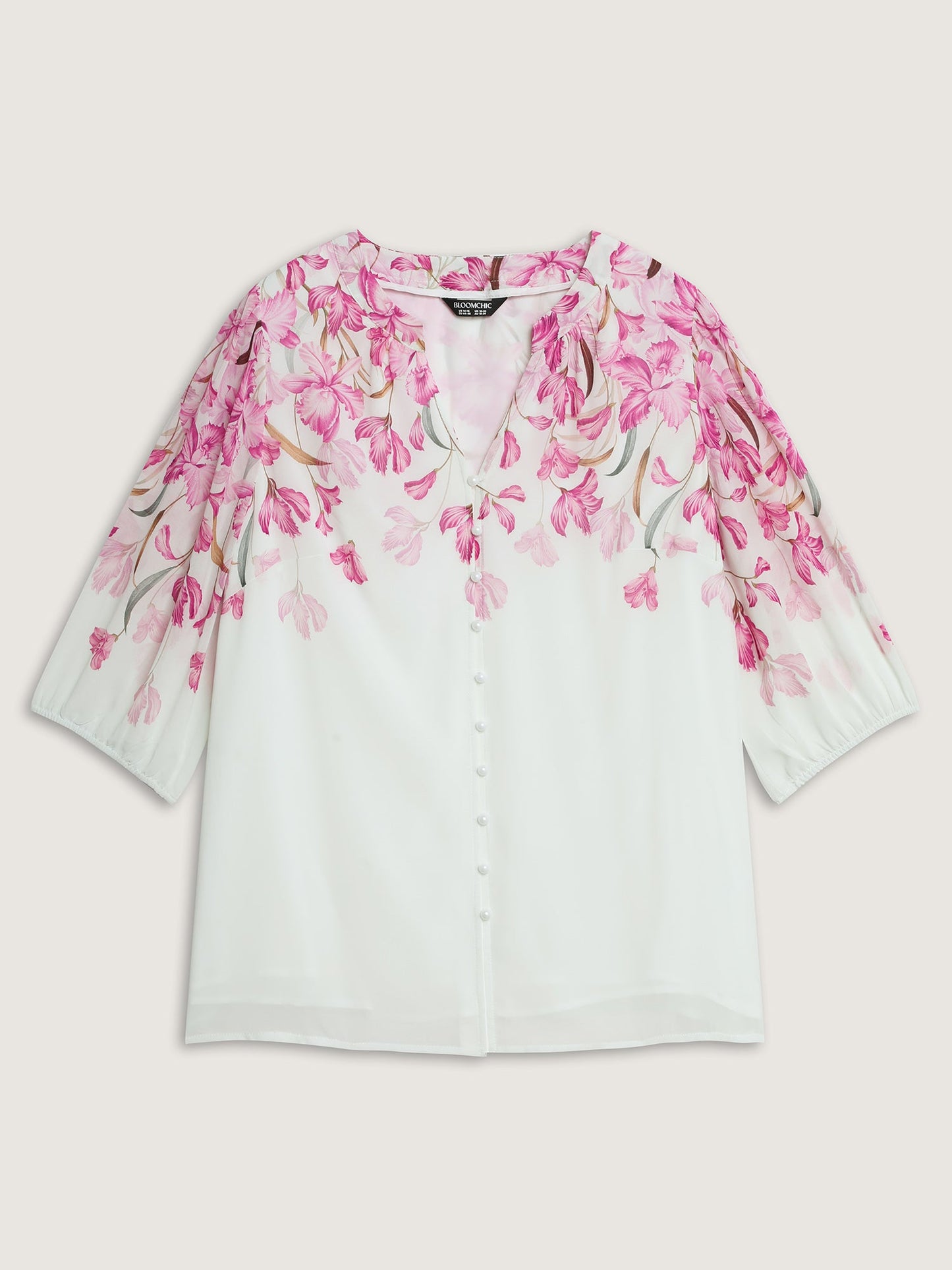 Floral Print Layered Notched Collar Blouse
