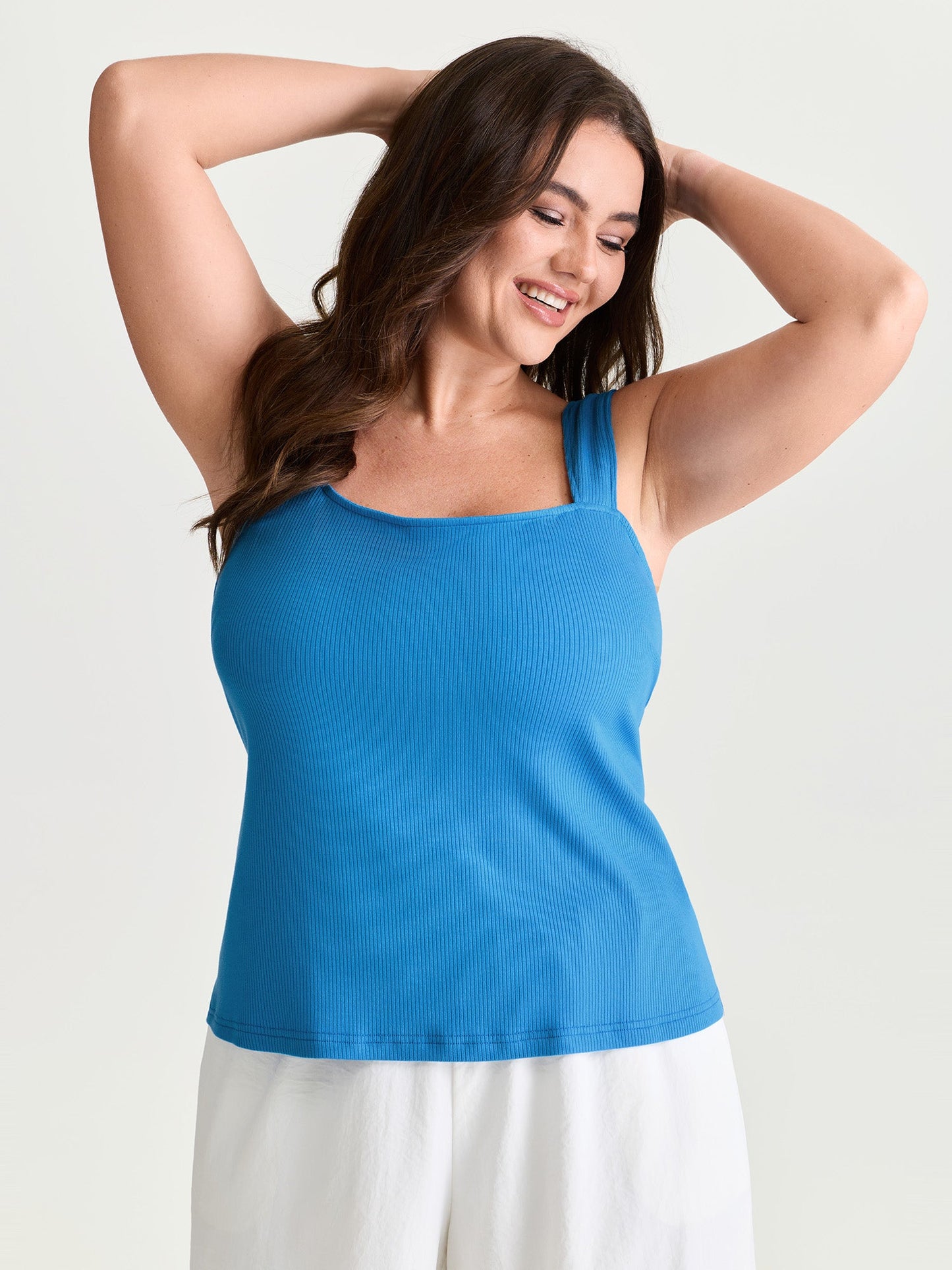 Supersoft Stretchy Wide Strap Plain Tank Top