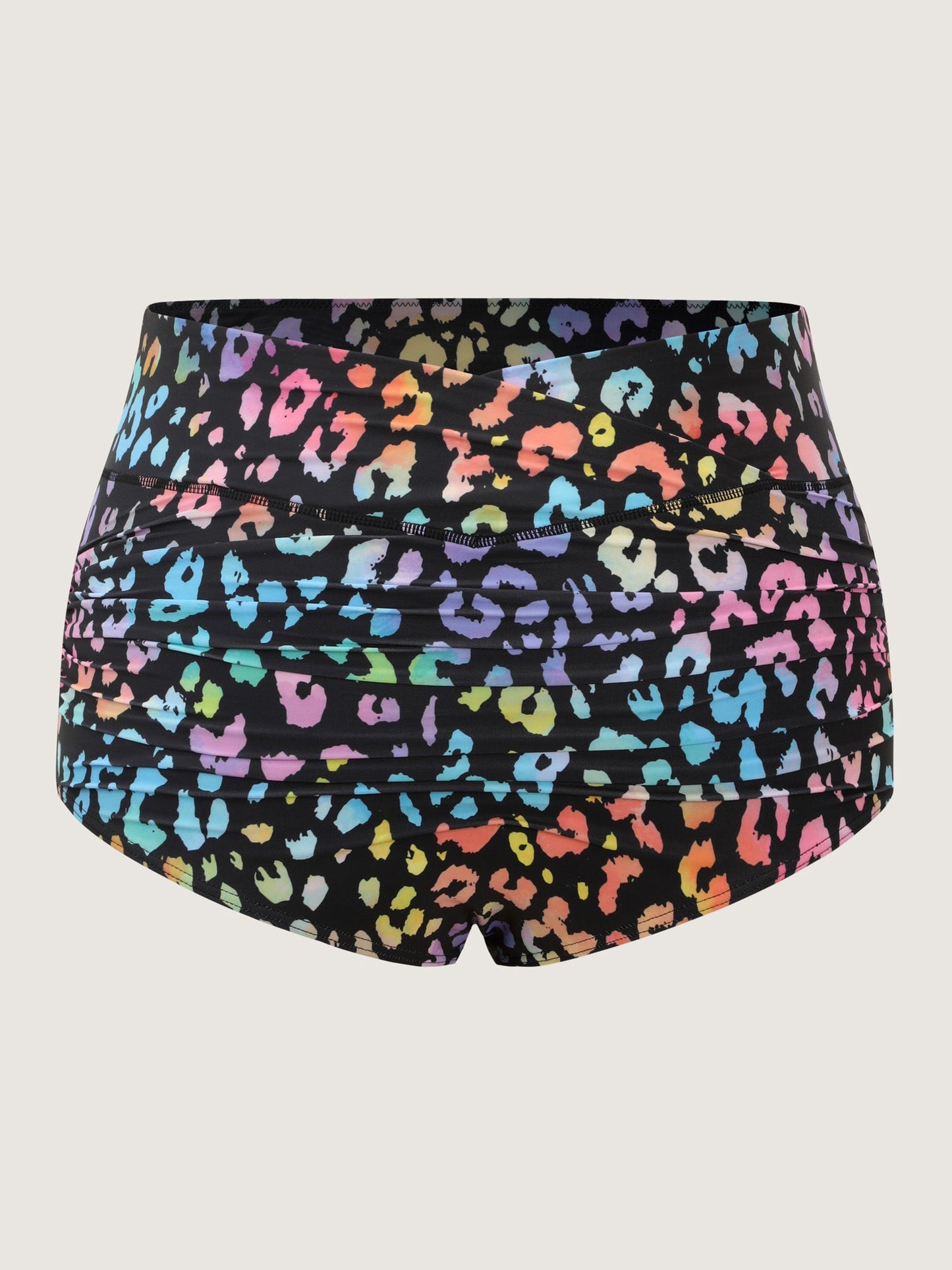 Colorful Leopard Print Overlap Waist Swim Bottoms