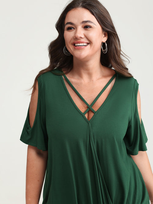 Supersoft Cold-Shoulder Knit Flowy Top