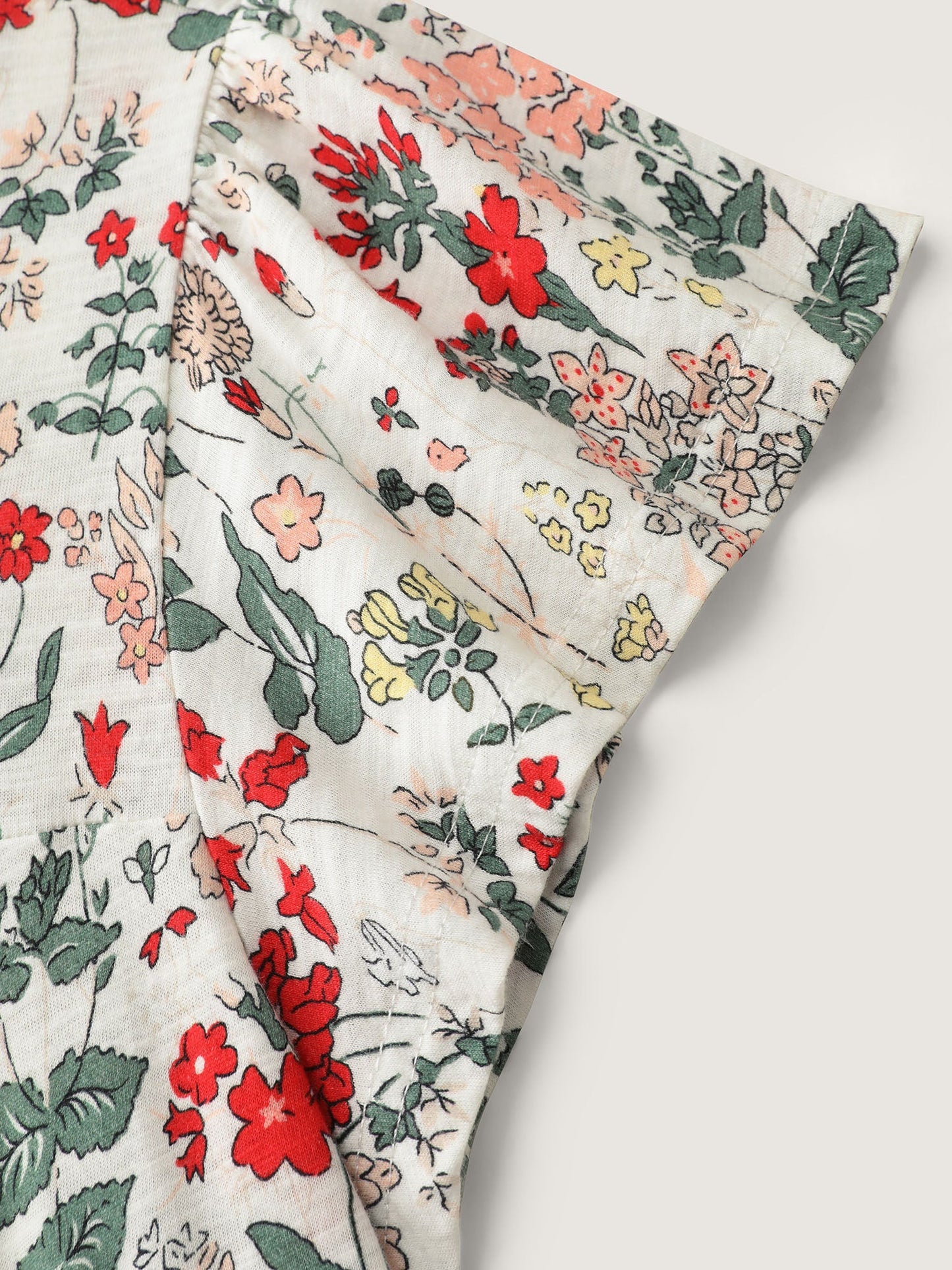 Pure Cotton Floral Print Square Neck Top