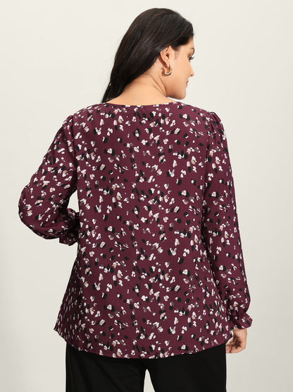 Leopard Print Stretchy Cuff Sleeve Blouse