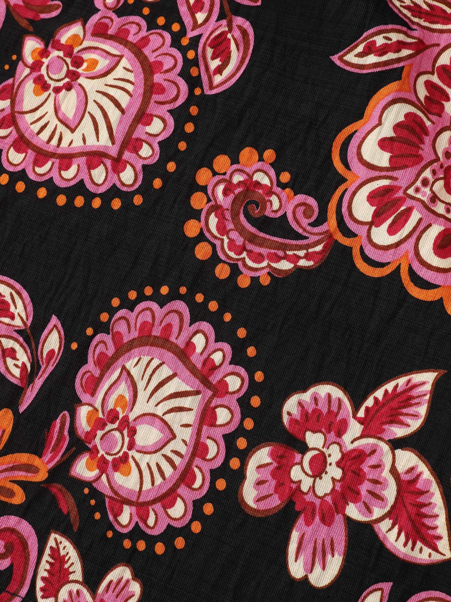 Large Floral Print Wide Shirred Waistband Pants