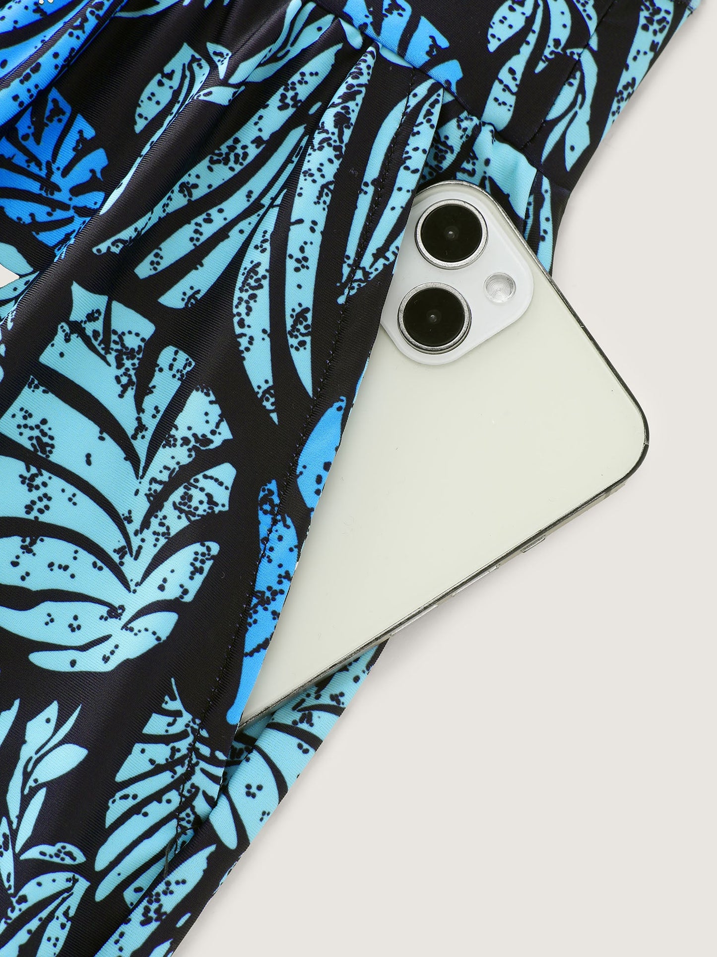 plus size Tropical Flower Print Pockets One-Piece Swimsuit