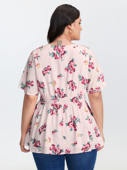 Supersoft Rose Print V-Neck Blouse