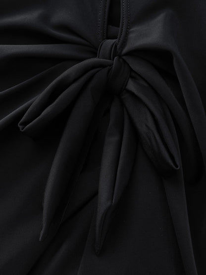 Laser Cut Arc-Shaped Hem Knotted Swim Dress