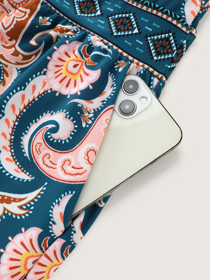 Boho Print Pockets Swim Romper