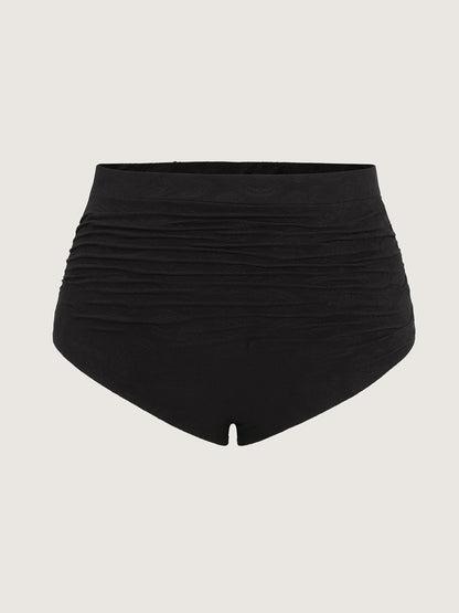 Paisley Textured High-Waisted Swim Bottoms
