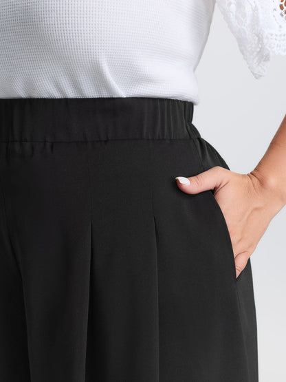 Stretchy Waist Wide-Leg Pants