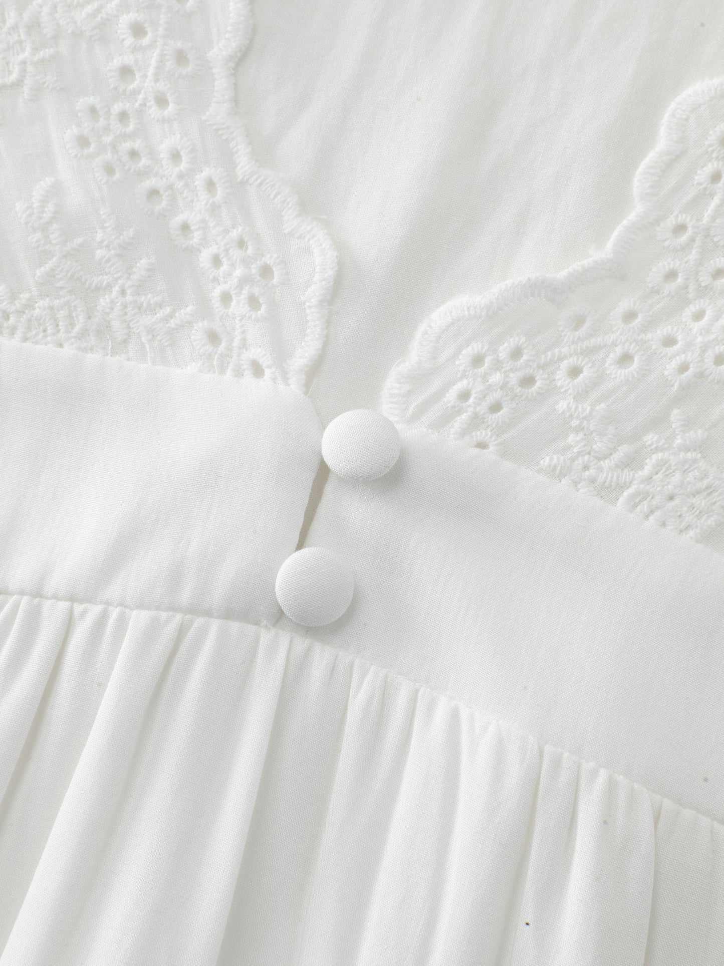 Embroidery Scalloped Sleeve Plain Blouse