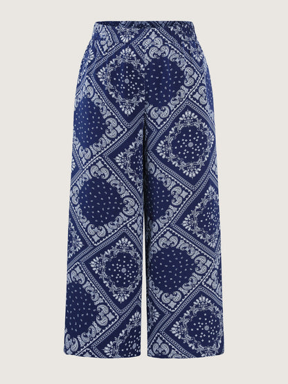 Geometric Print Wide-Leg Pants