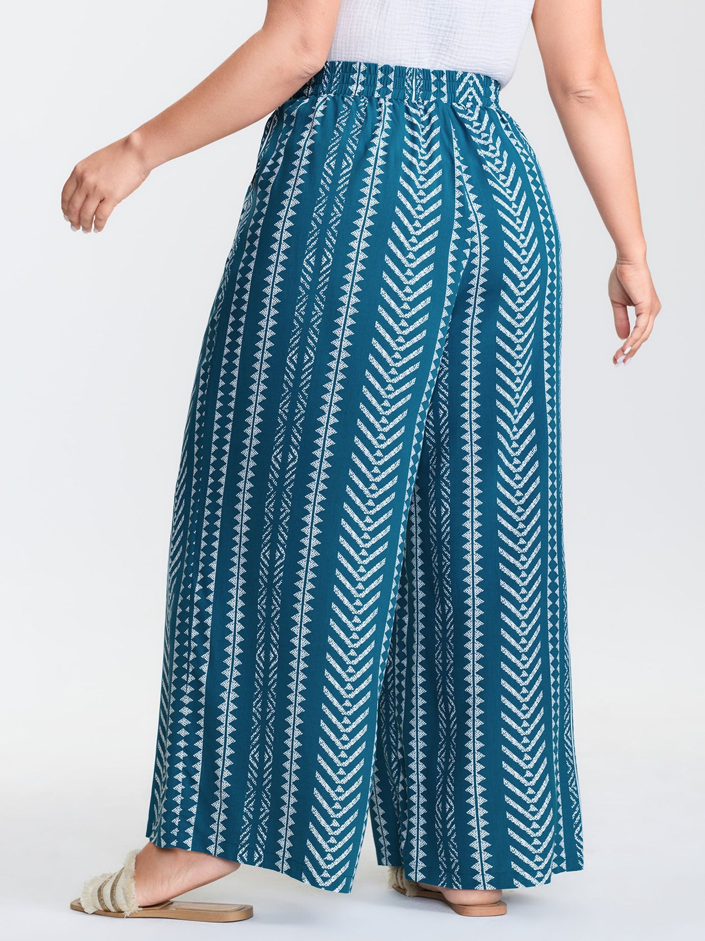Striped Pockets Wide-Leg Pants
