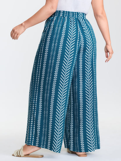 Striped Pockets Wide-Leg Pants
