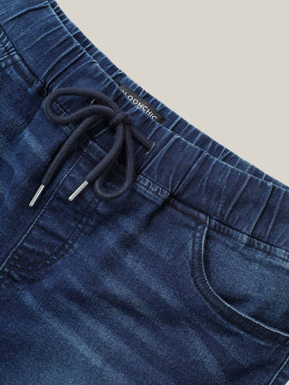 plus size  Pull-On Drawstring Elastic Waist Denim Shorts