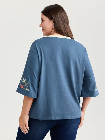 Cotton Football Pattern Colorful Drop-Shoulder T-Shirt