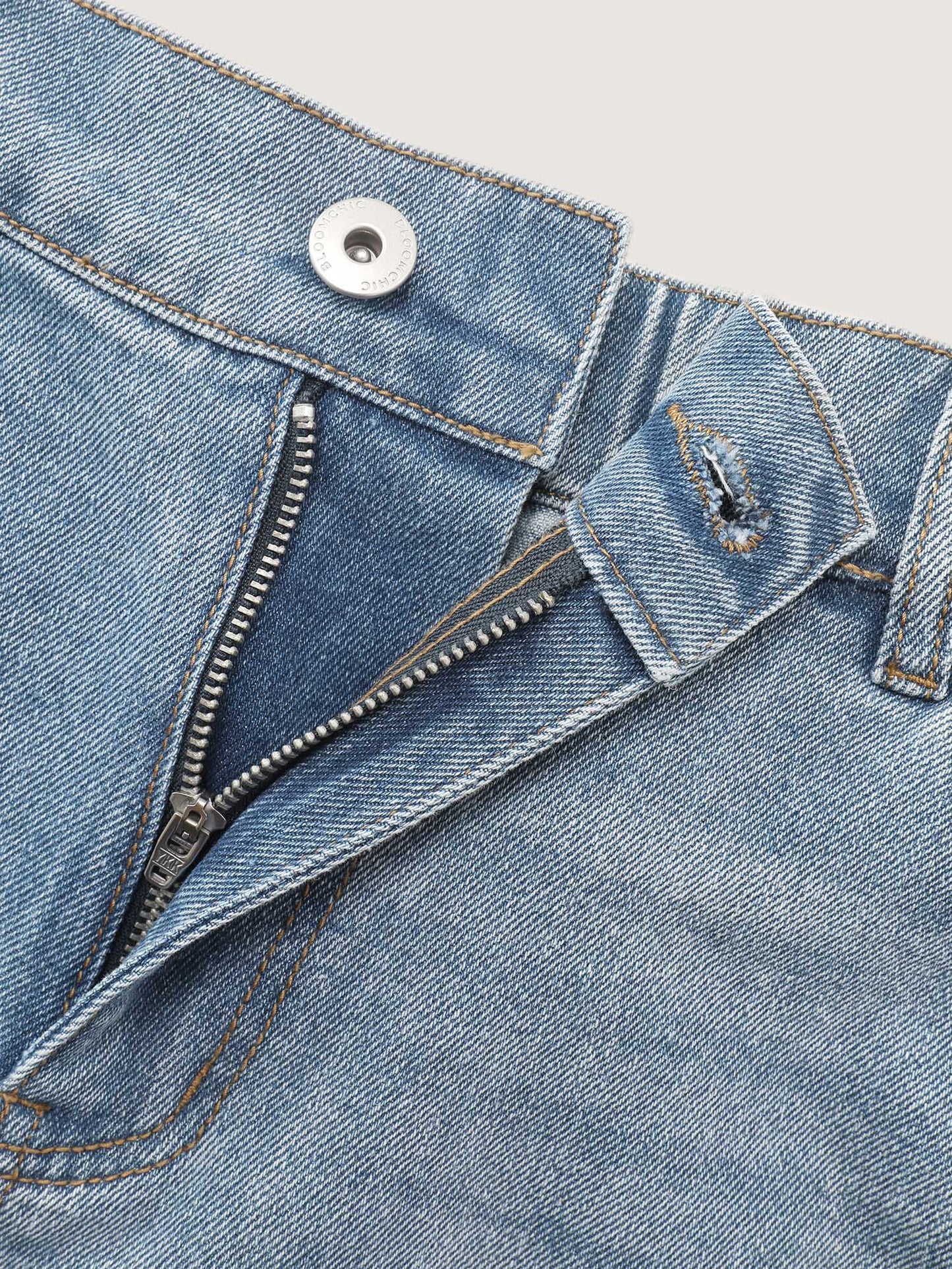 Stretchy Waist Faded Denim Shorts