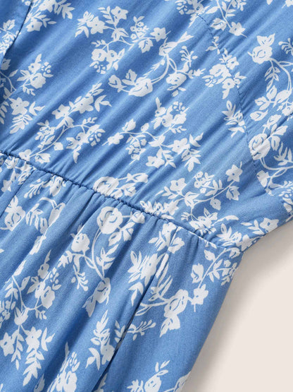 Bloom Dress - Flutter Sleeve Ditsy Floral Pocket Split Maxi Dress