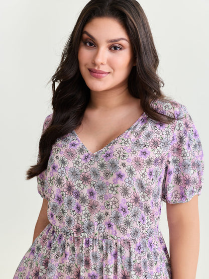 Supersoft Delicate Floral Lace Trim Mini Dress