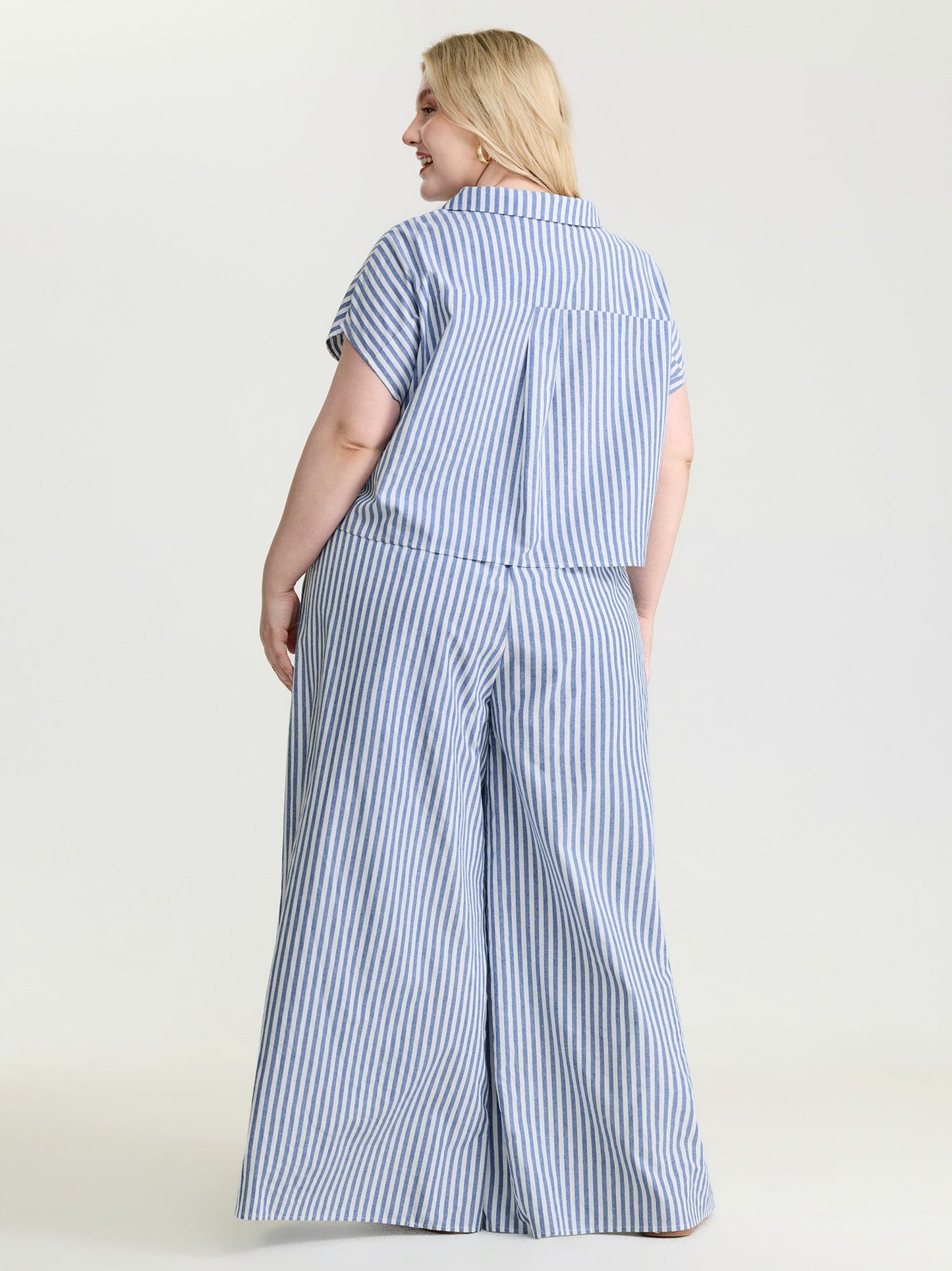 Pure Cotton Striped Petal Hem Two-Piece Set