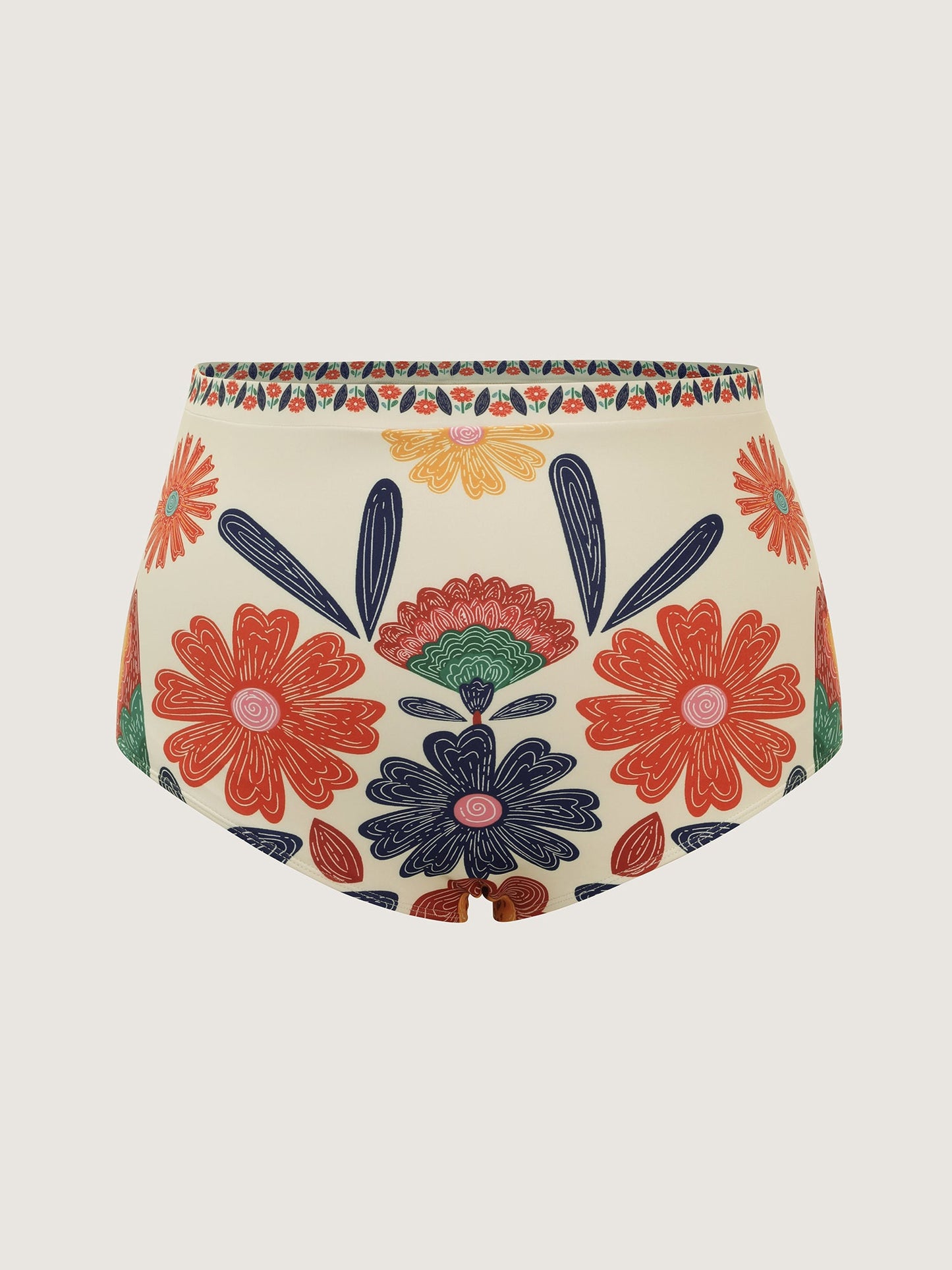 Floral Surplice Neckline Pockets Swim Dress