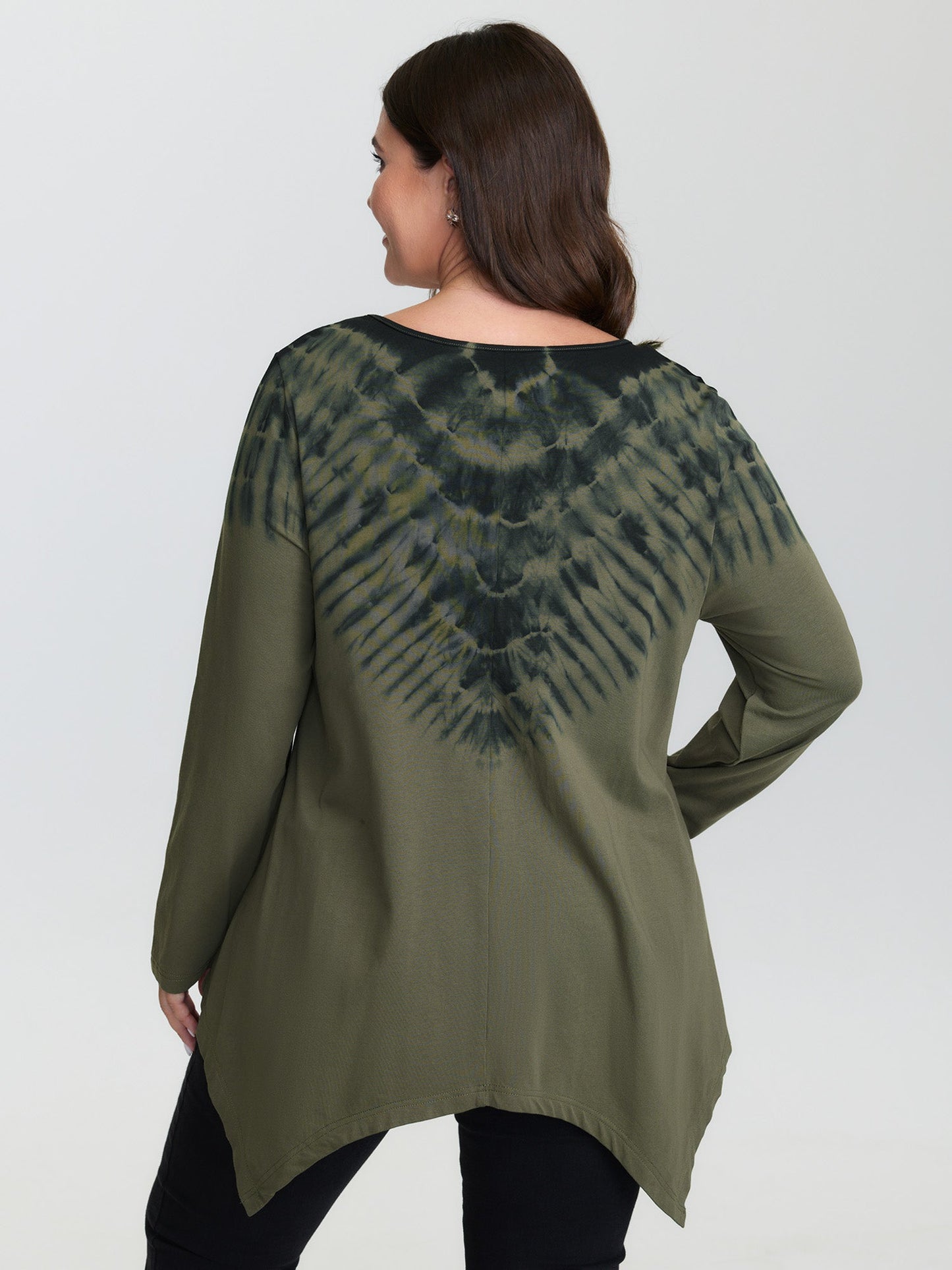 Pure Cotton Tie-Dye Asymmetrical Hem T-Shirt