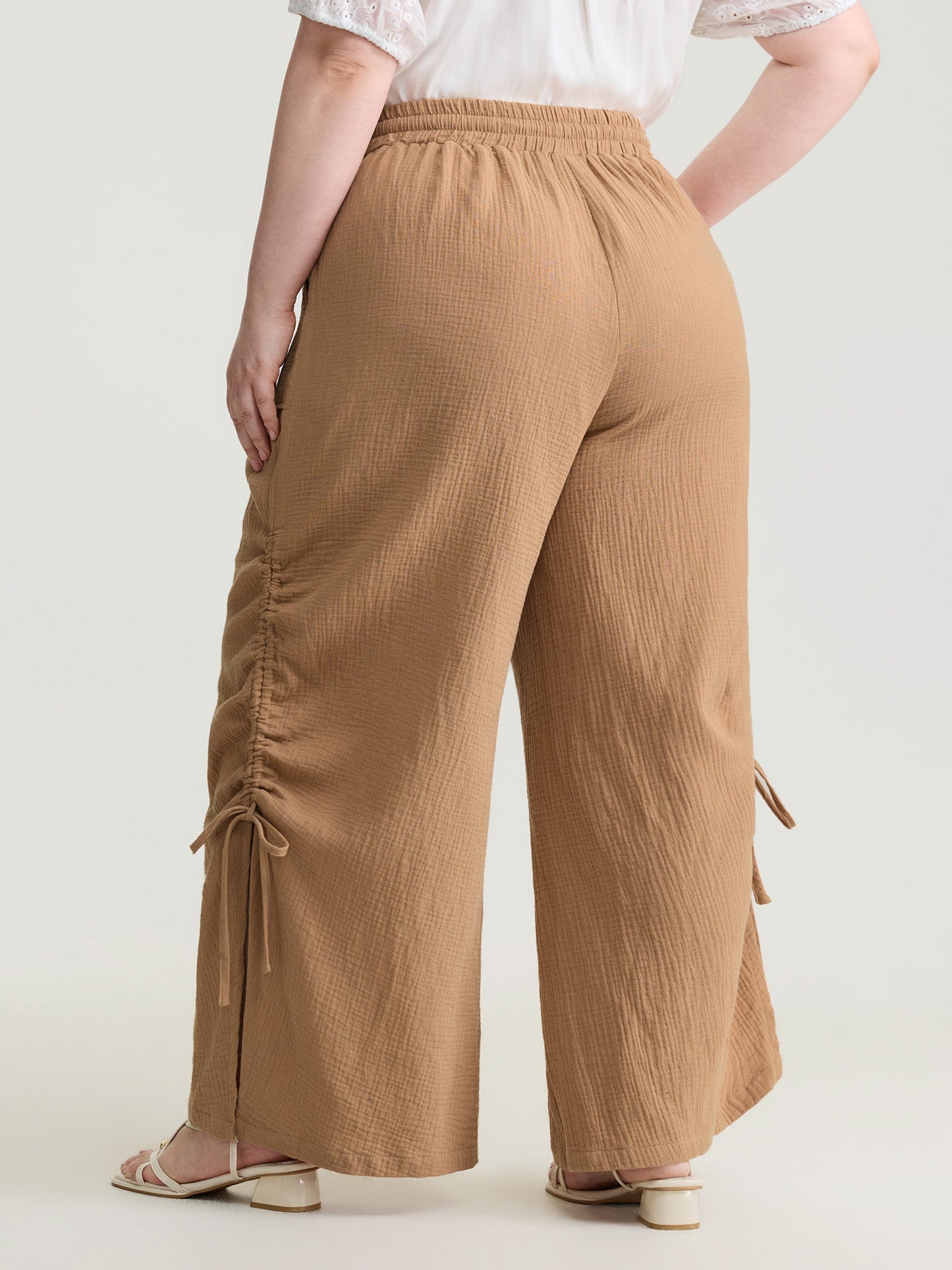Pure Cotton Drawstring Split Side Pants