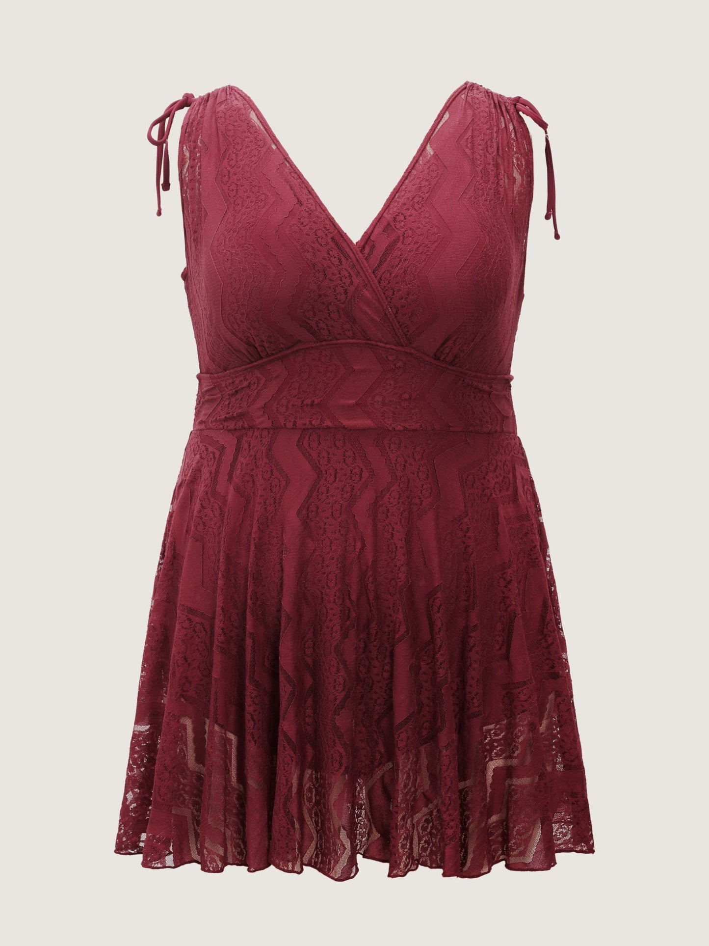 Lace Channel Drawstring Swim Dress