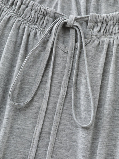 Supersoft Shirred Drawstring Neckline Flowy Top