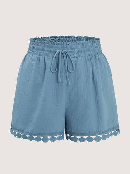 Pure Cotton Textured Lace Trim Shorts