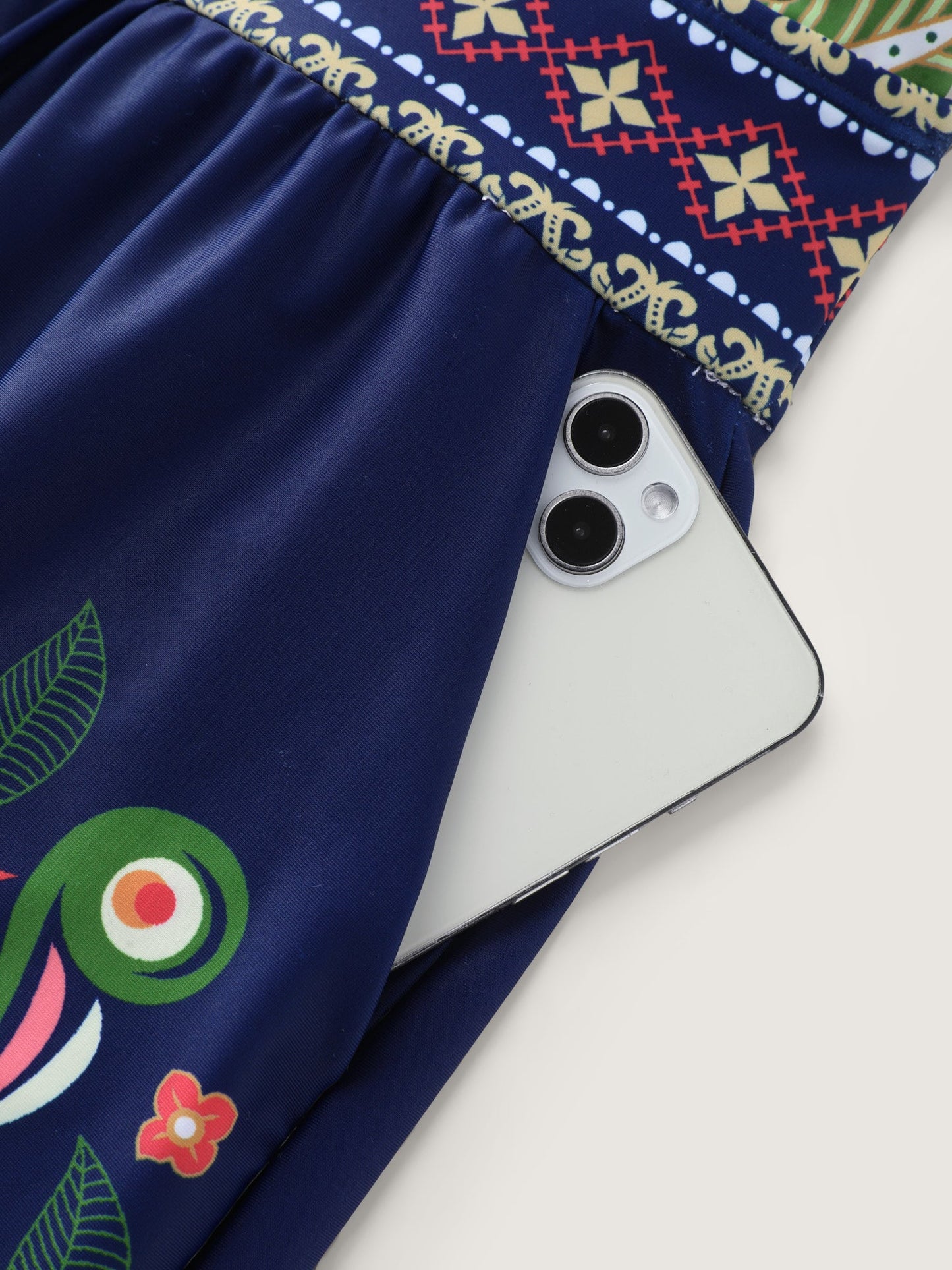 Tropical Print Pockets One-Piece Swimsuit