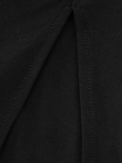 Ruched Side Slit V-Neck Midi Dress