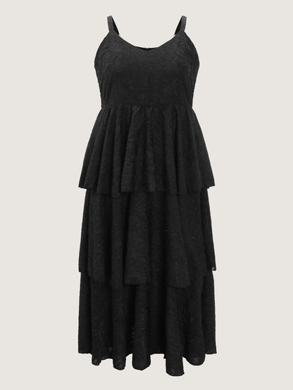 Sensational Jacquard Tiered Slit Maxi Dress