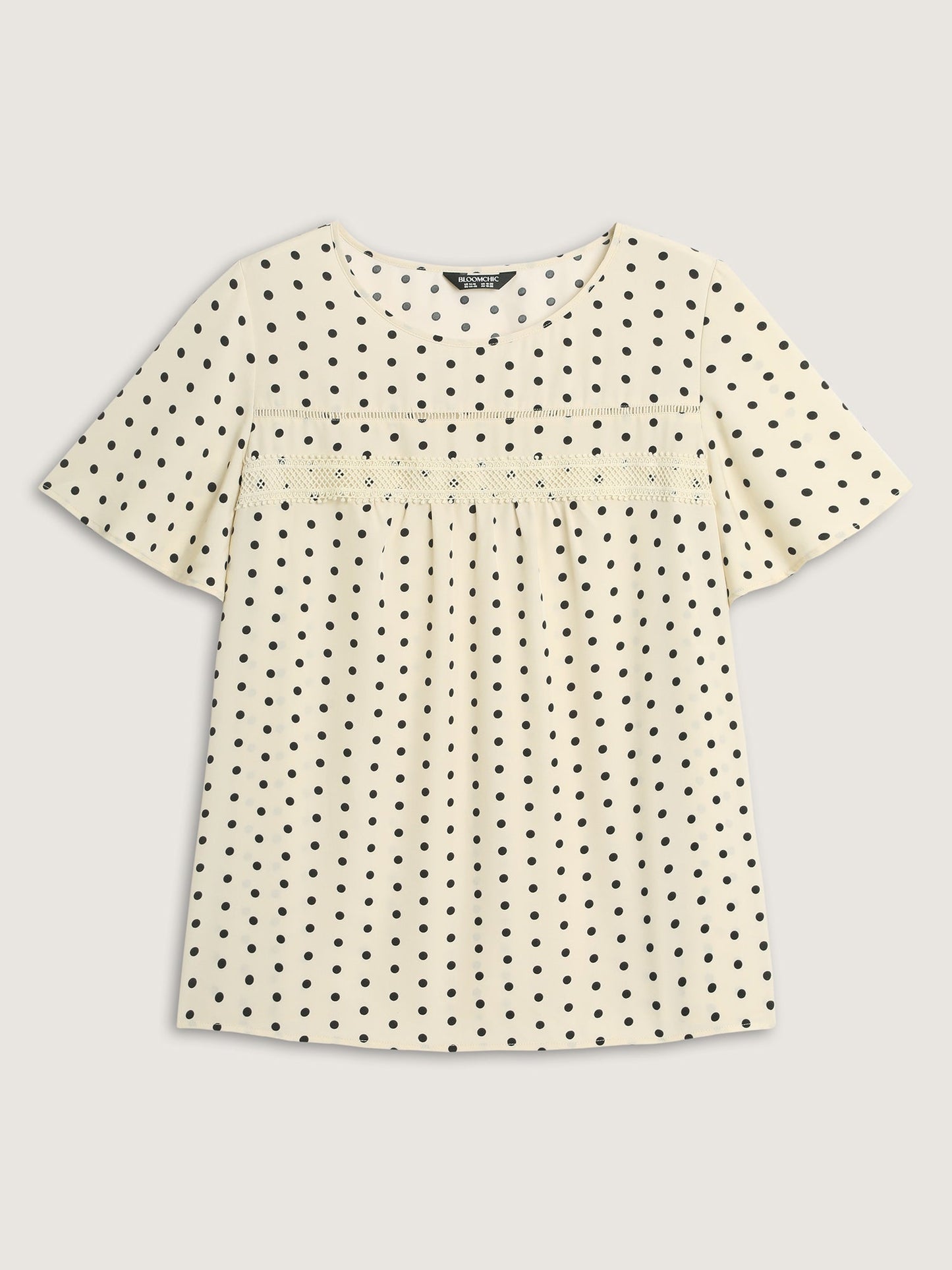 Polka Dot Elegance Lace Trim Blouse