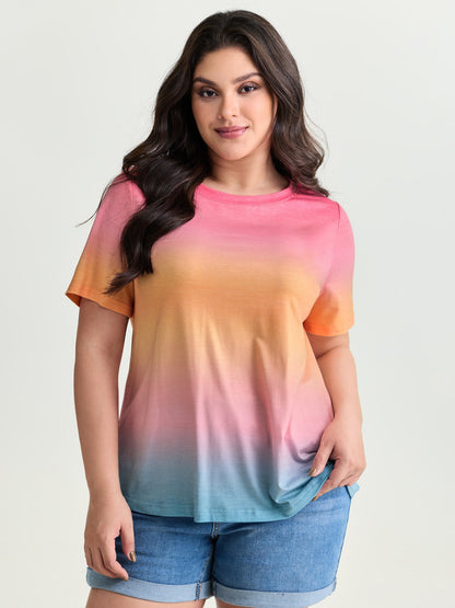 Ombre Gradient Round Neck T-Shirt