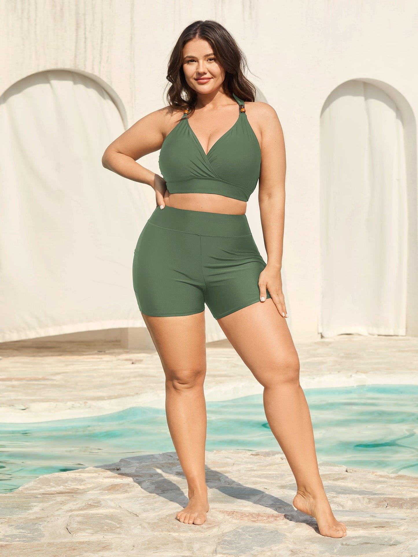 Sculpting Pockets Solid Swim Bottoms