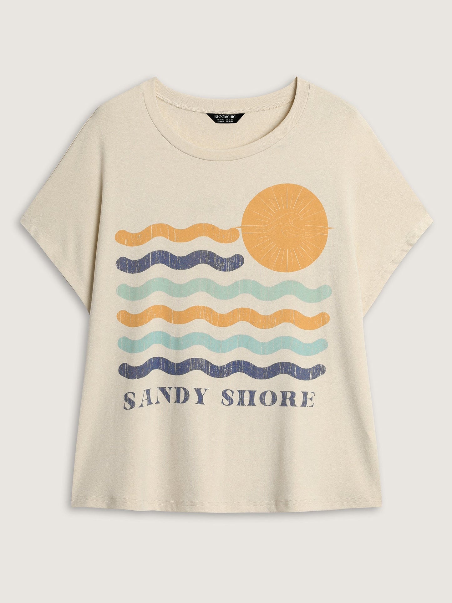 Sandy Shore Print Round Neck T-Shirt