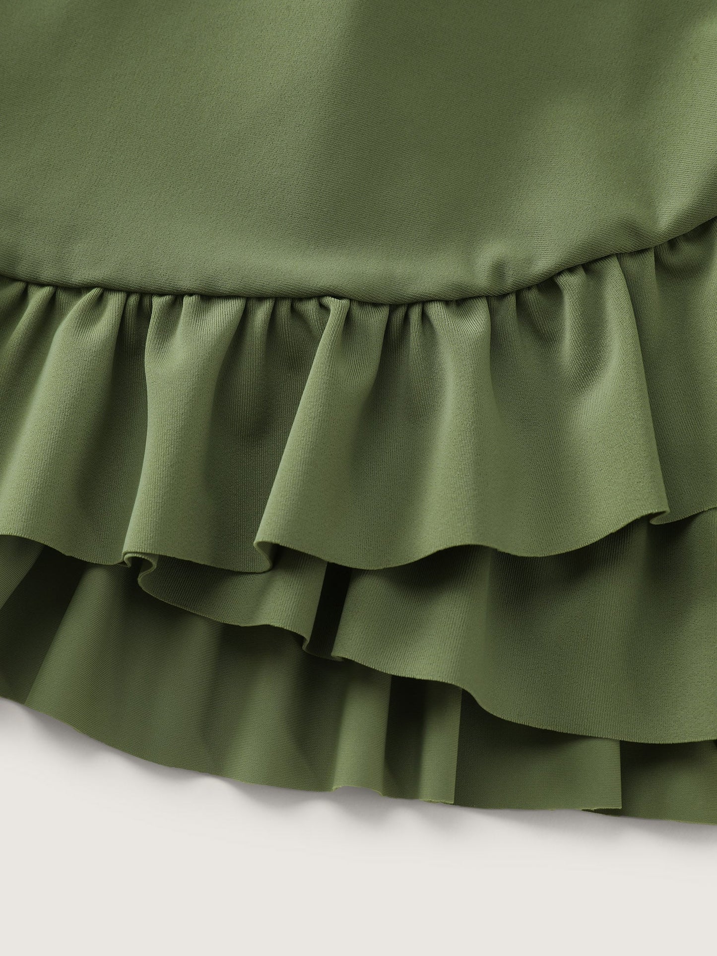 Ruffled Sleeve Curvy Hem Swim Dress