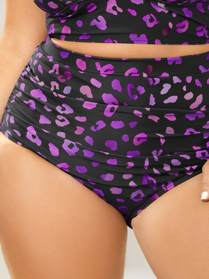 Pattern Print Ruched Tight-Fit Swim Bottoms