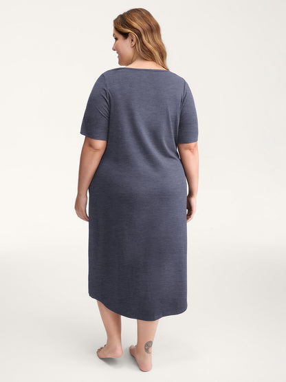 Happy Cat Print Stretchy Contrast Nightgown