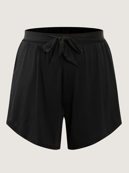 High-Waist Tie Pocket Swim Bottoms