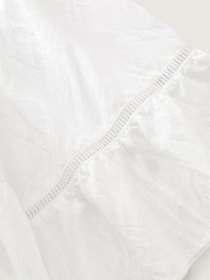Supersoft Lace Trim Tiered Plain Open-Front Shirt