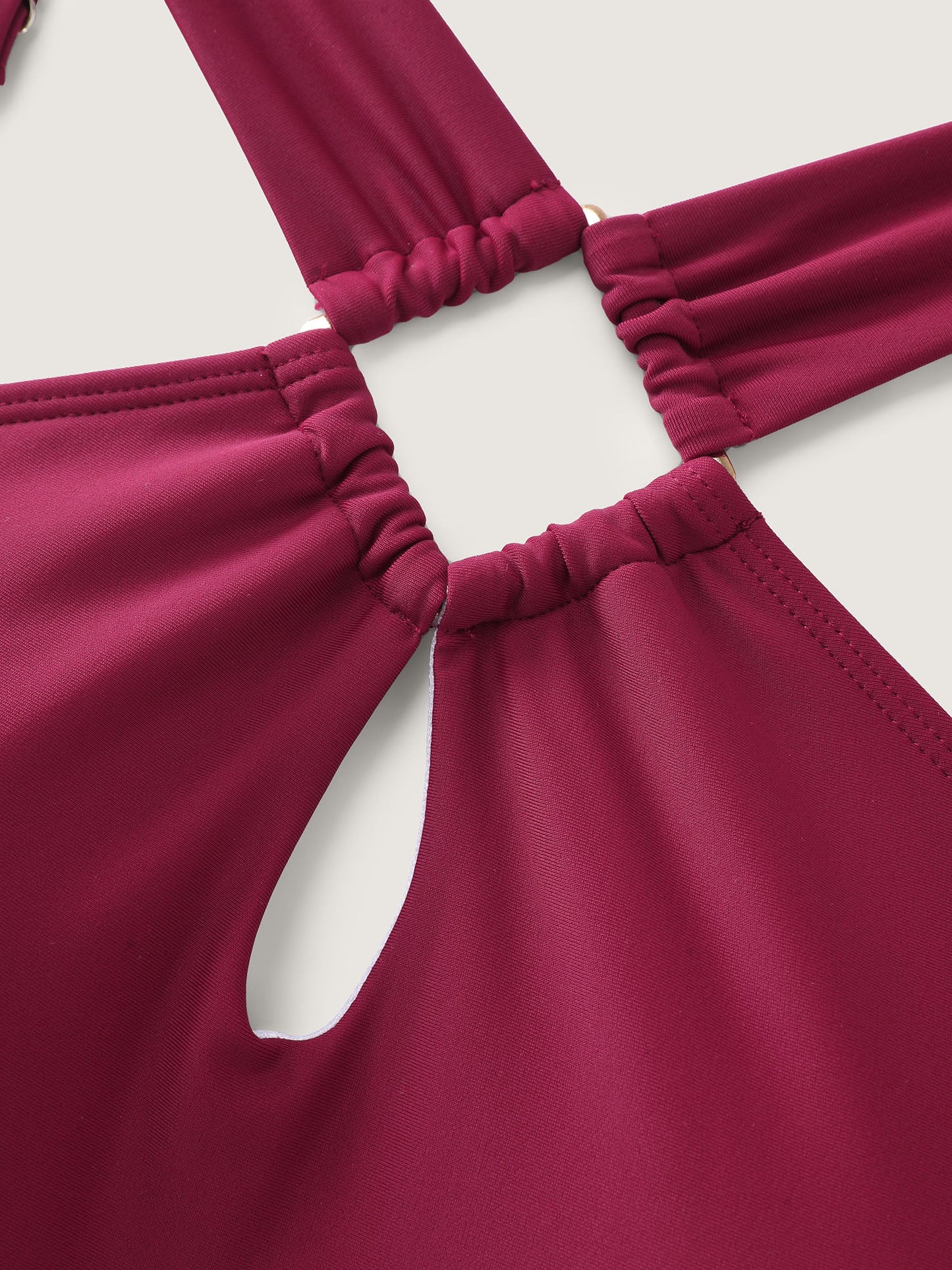 Cut-Out Neckline Cinched Waist Swim Romper