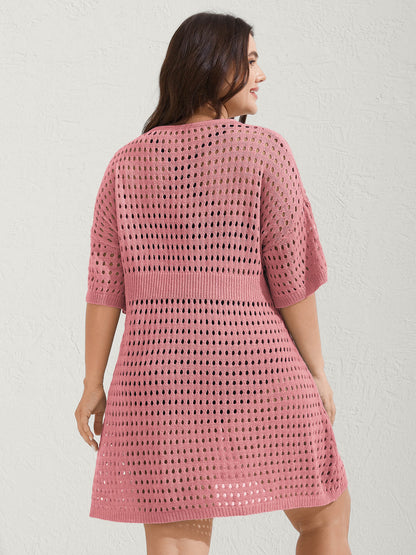 Cut-Out Waist-Cinched Button Swim Cover-Up