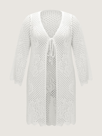 Hollow-Out Front-Tie Swim Cover-Up