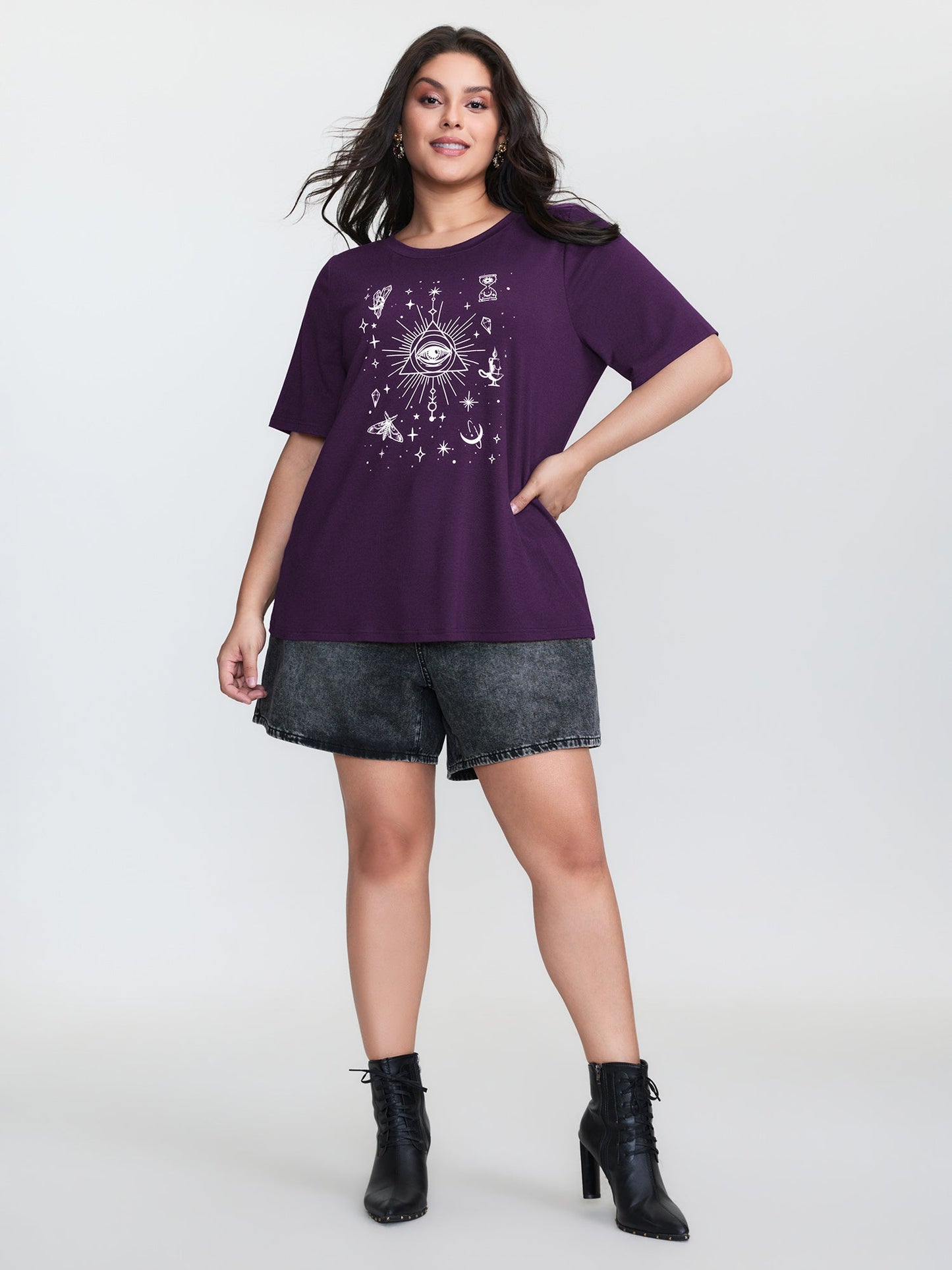 Celestial Print Round Neck T-Shirt