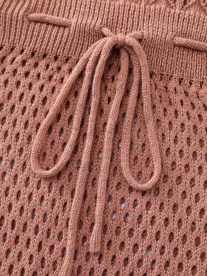 Hand Hooked Lace Waist-Tie Swim Cover-Up